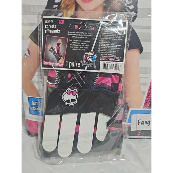MONSTER HIGH FANGTASTIC HOODIE ZIP VEST BLACK COSTUME With GLOVES CHILD M 8-10 - Picture 3 of 9